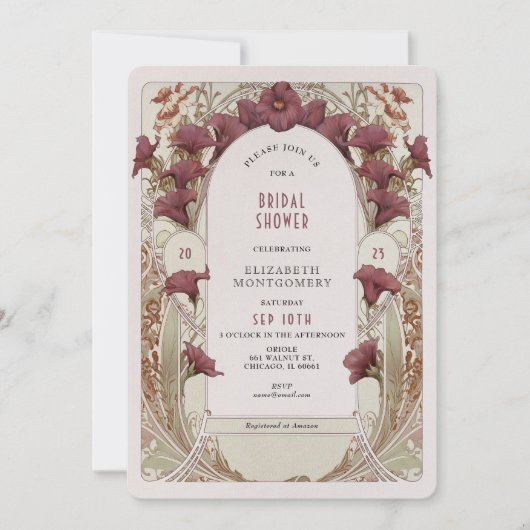 Black Calla Lily Vrijgezellenfeest Art Nouveau Dec Kaart (Voorkant)