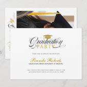 Black Calligraphy Custom Photo Kaart (Voorkant / Achterkant)