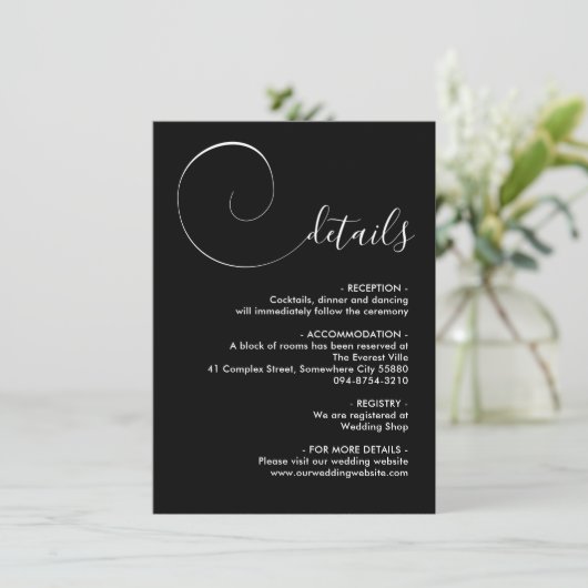 Black Calligraphy Script Enclosure Kaart (Staand voorkant)