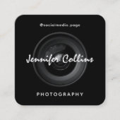 Black camera lens photography vierkante visitekaartje (Voorkant)