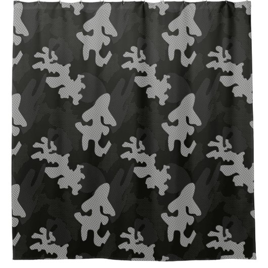 Black Camouflage Pattern Douchegordijn (Voorkant)
