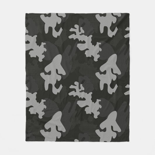 Black Camouflage Pattern Fleece Deken (Voorkant)