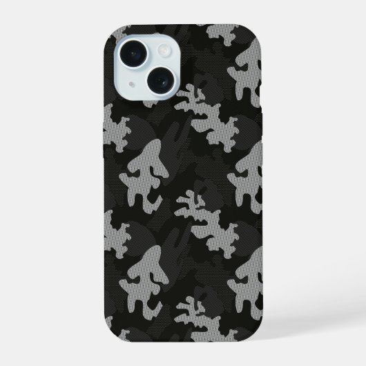 Black Camouflage Pattern iPhone 15 Hoesje (Achterkant)
