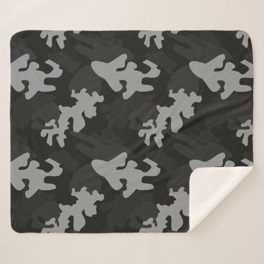 Black Camouflage Pattern Sherpa Deken (Voorkant (horizontaal))