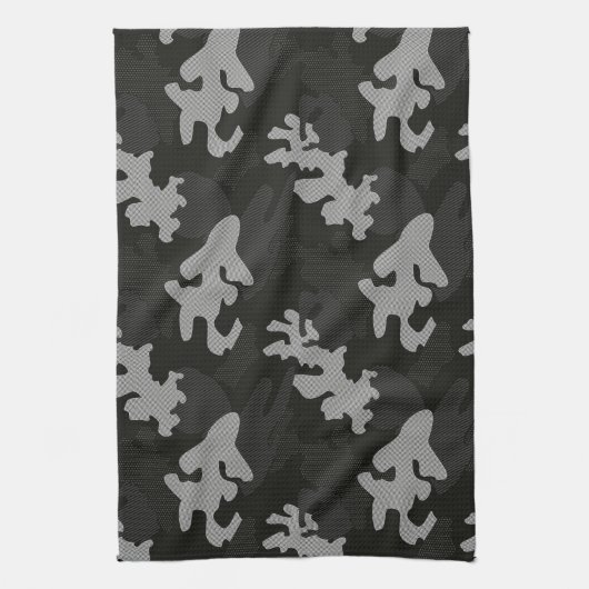 Black Camouflage Pattern Theedoek (Verticaal)