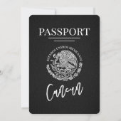 Black Cancun Passport Wedding Kaart (Achterkant)
