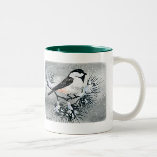 Black Capped Chickadee Bird both Sides Tweekleurige Koffiemok (Rechts)