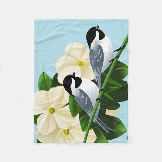 Black Capped Chickadee Bird Fleece Deken (Voorkant)