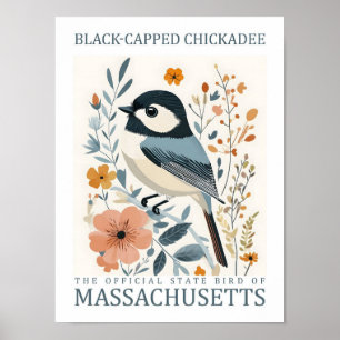 Black Capped Chickadee Bird uit Massachusetts, Ver Poster