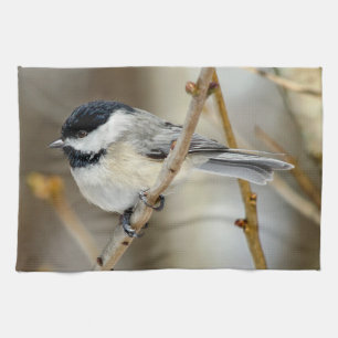 Black Capped Chickadee Kitchen Towel Theedoek