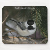 Black Capped Chickadee Mousepad Muismat (Voorkant)