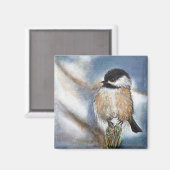 Black Capped Chickadee Song Bird Magneet (Voorkant / Achterkant)