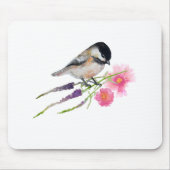 Black Capped Sweet Chickadee Waterverf Artwork Muismat (Voorkant)