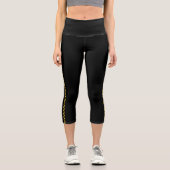 Black Capri Leggings with Bold Gold Side Stripe (Recto)