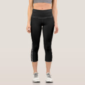 Black Capri Leggings with White Side Stripe (Recto)