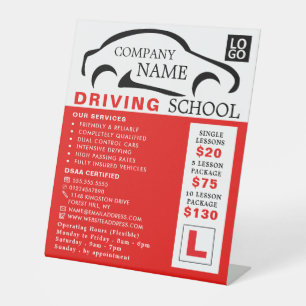 Black Car Logo, Driving School, Instructor Advert Reclamebord Met Voetstuk