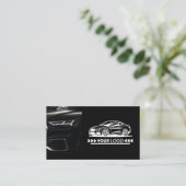 Black Car Service Auto Detailing Minimalistisch Ee Visitekaartje (Staand voorkant)