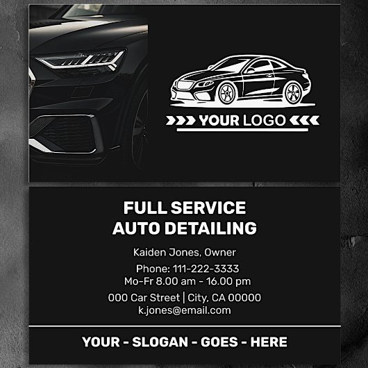 Black Car Service Auto Detailing Minimalistisch Ee Visitekaartje