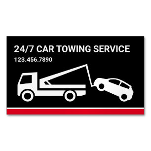 Black Car Towing Service Tow Truck Magnetisch Visitekaartje