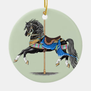 Black Carousel Horse Keramisch Ornament