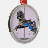 Black Carousel Horse Metalen Ornament (Rechts)