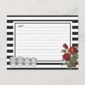 Black | Carte de recette florale White Modern Stri (Dos)
