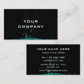 Black Carte de visite Aqua Turquoise Water Drops (Devant / Derrière)