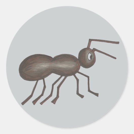 Black Cartoon Picnic Ant Ants Marching Insect Bug Ronde Sticker (Voorkant)