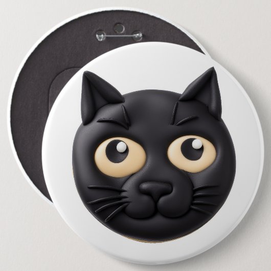 Black Cat 3D geïnspireerd Ronde Button 6,0 Cm (Voorkant /achterkant)