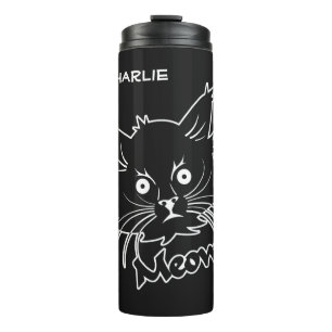 Black Cat aangepaste naam tumbler Thermosbeker