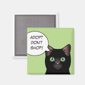 Black Cat Adopte Ne pas Acheter Aimant (Recto/Verso)