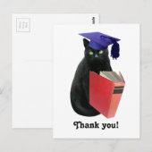 Black Cat Afstudeerder Bedankt Briefkaart (Voorkant / Achterkant)