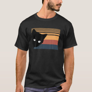 Black Cat against a Retro  Sunset, Cat Love T-shirt
