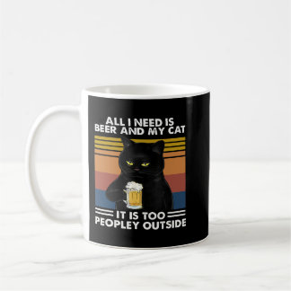 Black Cat All I Need Is Beer And My Cat It Is Too Koffiemok