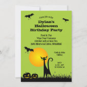 Black Cat and Bats Halloween Invitations (Voorkant)