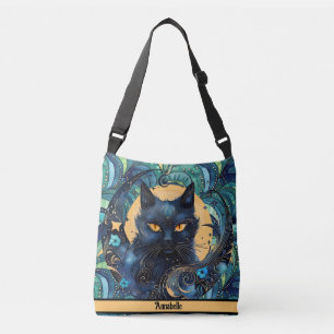 Black Cat and Celestial Moon Crossbody Bag Crossbody Tas