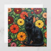 Black Cat and Colorful Folk Art Flowers (Voorkant / Achterkant)
