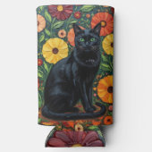 Black Cat and Colorful Folk Art Flowers (Achterkant)