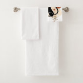 Black Cat and Pumpkin Atomic Retro Halloween Bad Handdoek (Insitu)