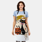 Black Cat and Pumpkin Atomic Retro Halloween Schort (Gedragen)