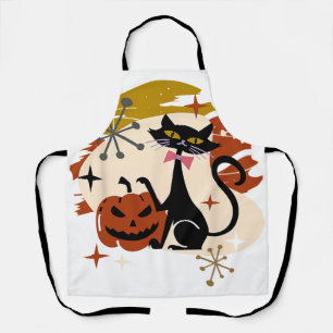 Black Cat and Pumpkin Atomic Retro Halloween Schort
