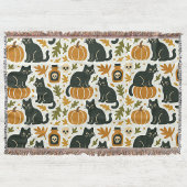 Black Cat and Pumpkin Woven Deken