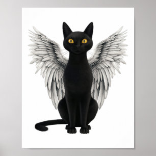 Black Cat Angel Wings Poster