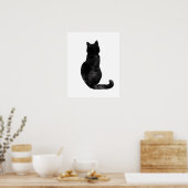 Black Cat Aquarelle Minimale Moderne Simple Poster (Cuisine)