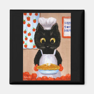 Black Cat Art Apple Magnet Créationarts Lisa Adams