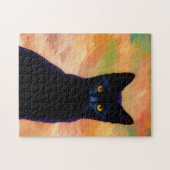 Black Cat Art Kat puzzel Legpuzzel (Horizontaal)