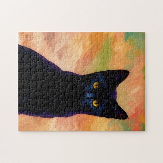 Black Cat Art Kat puzzel Legpuzzel (Horizontaal)