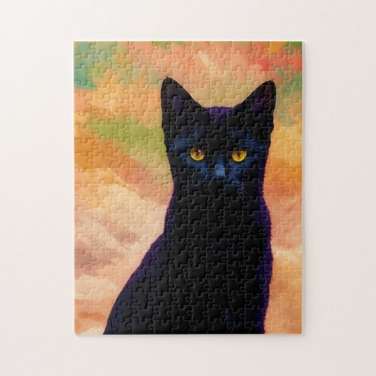 Black Cat Art Kat puzzel Legpuzzel (Verticaal)