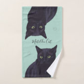 Black Cat Art Personnalisé Nom de l'animal Ensembl (Serviette à main)