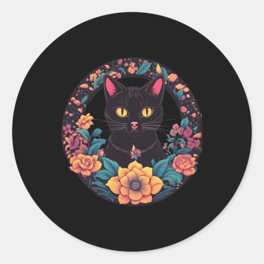 Black Cat Art Sticker (Voorkant)